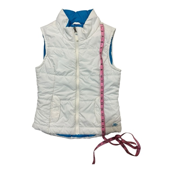 Aeropostale White Puffer Vest with Blue Interior, Size S/P - Picture 4 of 8